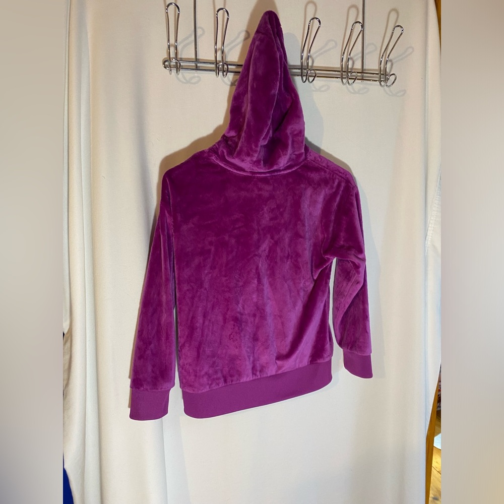 Adidas Fuchsia Purple Fuzzy Soft Hoodie Sweatshirt Girls Size medium - Picture 6 of 7